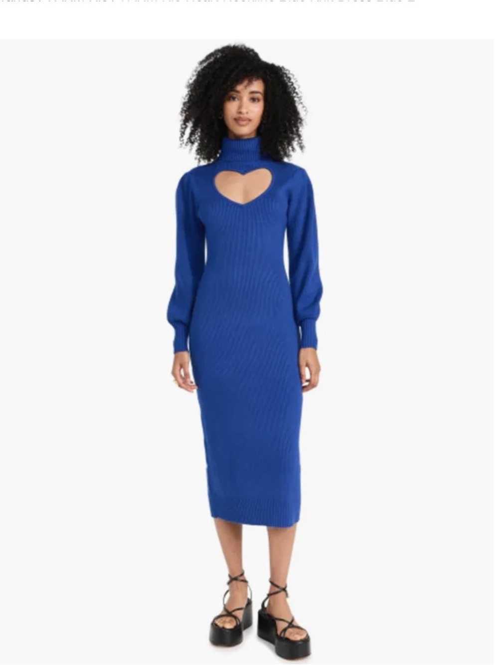 FARM Rio Heart Neckline Blue Knit Dress Blue